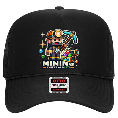 Mining Expert At Play! Pixelated Miner Trucker Hat