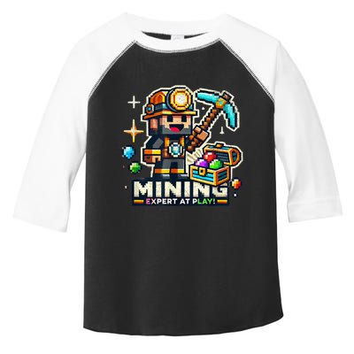 Mining Expert At Play! Pixelated Miner Toddler Fine Jersey T-Shirt