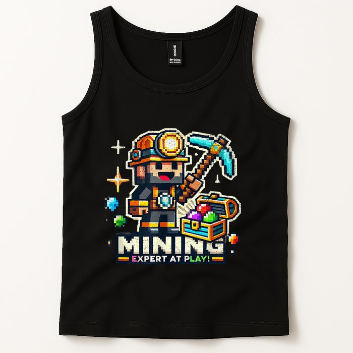 Mining Expert At Play! Pixelated Miner Tank Top