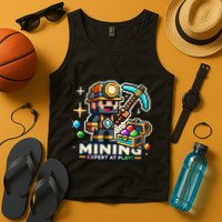 Mining Expert At Play! Pixelated Miner Tank Top