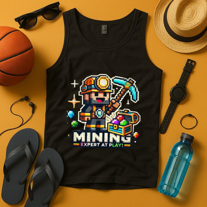 Mining Expert At Play! Pixelated Miner Tank Top