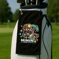 Mining Expert At Play! Pixelated Miner Golf Towel