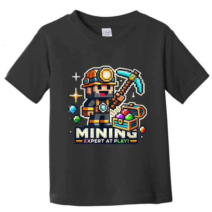 Mining Expert At Play! Pixelated Miner Toddler T-Shirt