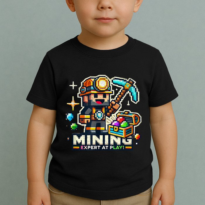 Mining Expert At Play! Pixelated Miner Toddler T-Shirt