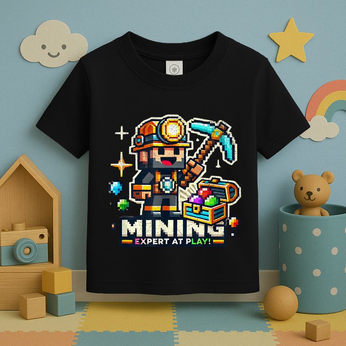 Mining Expert At Play! Pixelated Miner Toddler T-Shirt
