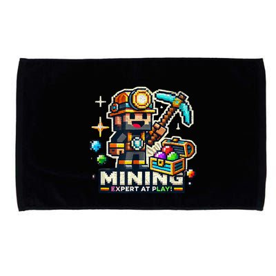 Mining Expert At Play! Pixelated Miner Microfiber Hand Towel
