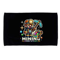 Mining Expert At Play! Pixelated Miner Microfiber Hand Towel