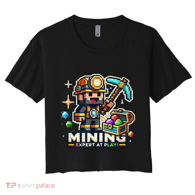Mining Expert At Play! Pixelated Miner Crop Top