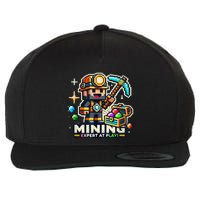 Mining Expert At Play! Pixelated Miner Wool Snapback Cap