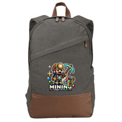 Mining Expert At Play! Pixelated Miner Cotton Canvas Backpack