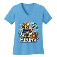 Mining Expert At Play! Pixelated Miner Women's V-Neck T-Shirt