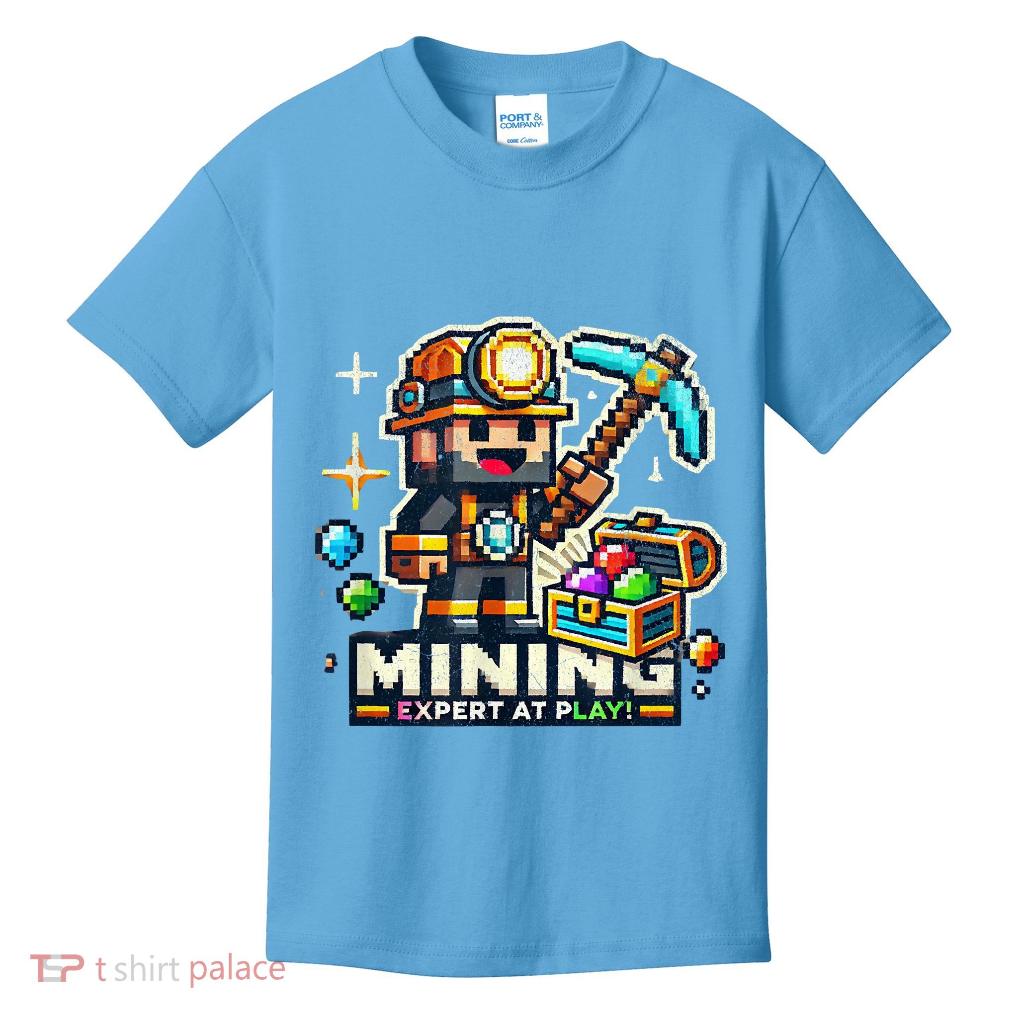 Mining Expert At Play! Pixelated Miner Kids T-Shirt