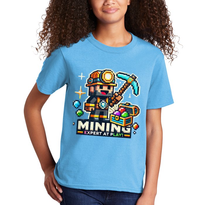 Mining Expert At Play! Pixelated Miner Kids T-Shirt