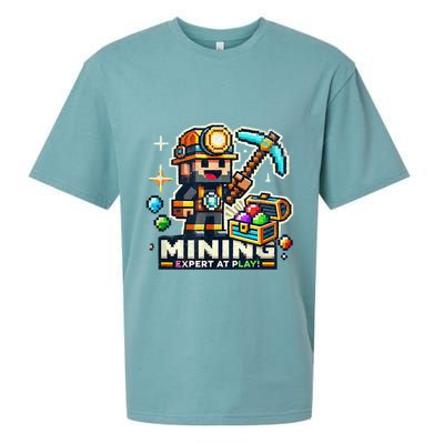 Mining Expert At Play! Pixelated Miner Sueded Cloud Jersey T-Shirt