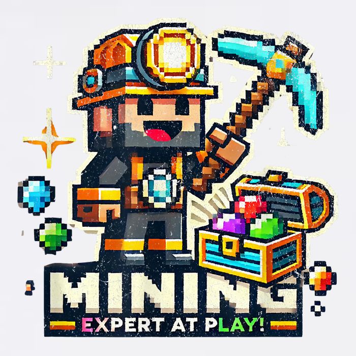 Mining Expert At Play! Pixelated Miner Garment-Dyed Sweatshirt
