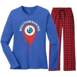 Mouthwashing Eye Art For Horror Fans Women's Long Sleeve Flannel Pajama Set 