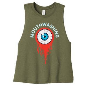 Mouthwashing Eye Art For Horror Fans Women's Racerback Cropped Tank