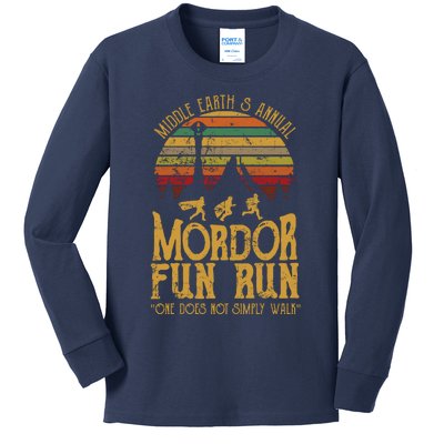 Middle Earth's Annual Mordor Fun Run One Does Not Simply Walk Into Mordor Kids Long Sleeve Shirt