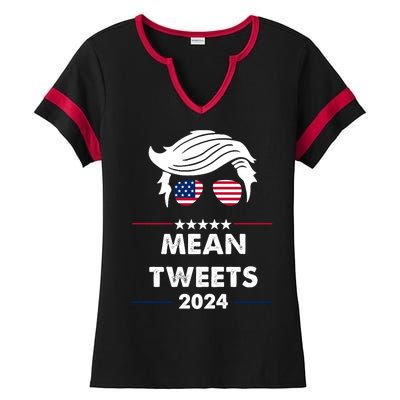 Mean Tweets 2024 Pro Trump Ladies Halftime Notch Neck Tee