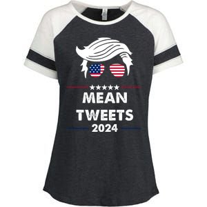 Mean Tweets 2024 Pro Trump Enza Ladies Jersey Colorblock Tee