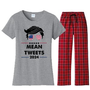 Mean Tweets 2024 Pro Trump Women's Flannel Pajama Set