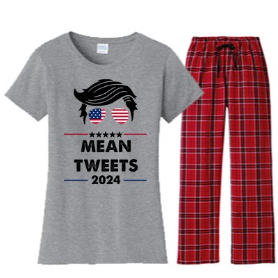 Mean Tweets 2024 Pro Trump Women's Flannel Pajama Set