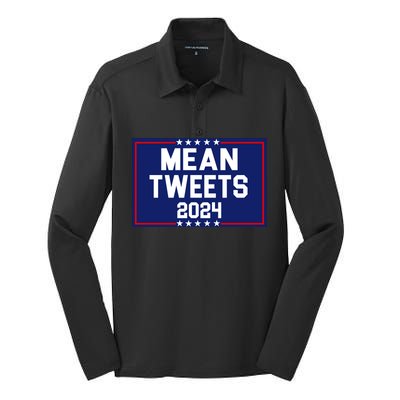 Mean Tweets 2024 Pro Trump Election Silk Touch Performance Long Sleeve Polo