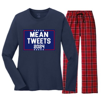 Mean Tweets 2024 Pro Trump Election Women's Long Sleeve Flannel Pajama Set 