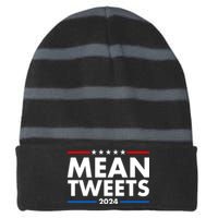 Mean Tweets Trump Election 2024 Striped Beanie with Solid Band