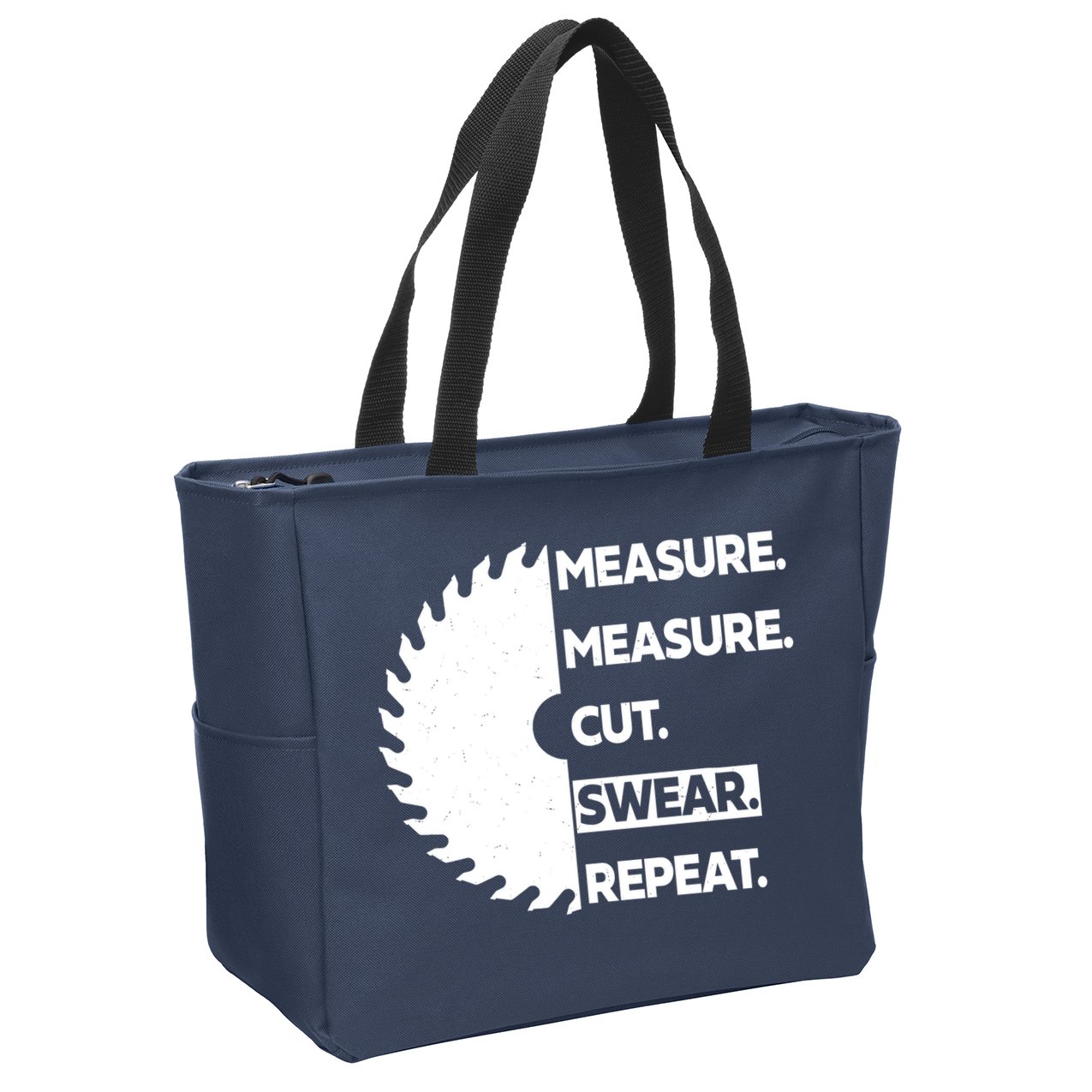 Measure Measure Cut Swear Zip Tote Bag