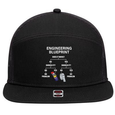 My Engineering Blueprint Funny Engineer TShirt 7 Panel Mesh Trucker Snapback Hat