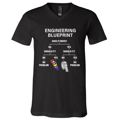 My Engineering Blueprint Funny Engineer TShirt V-Neck T-Shirt