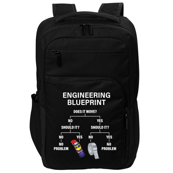 My Engineering Blueprint Funny Engineer TShirt Impact Tech Backpack