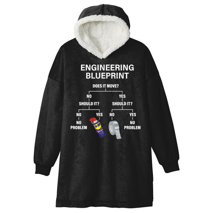My Engineering Blueprint Funny Engineer TShirt Hooded Wearable Blanket