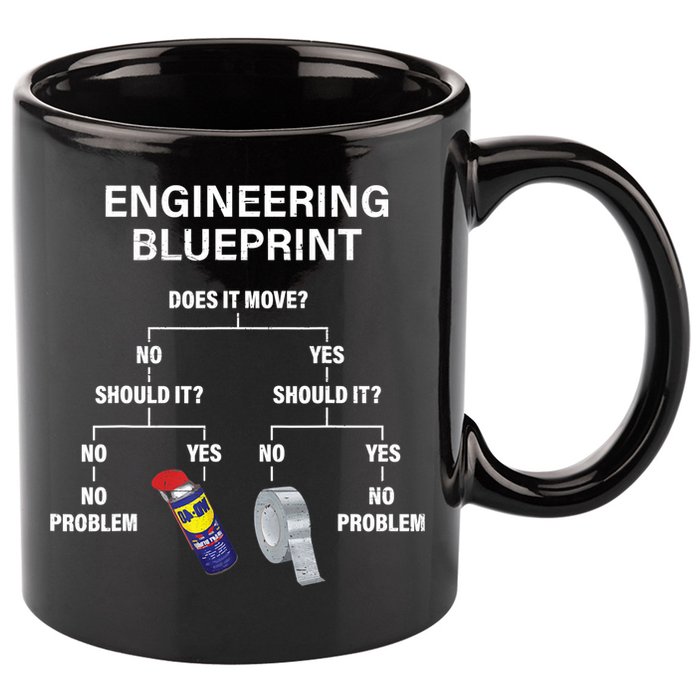 My Engineering Blueprint Funny Engineer TShirt 11oz C Handle Ceramic Mug