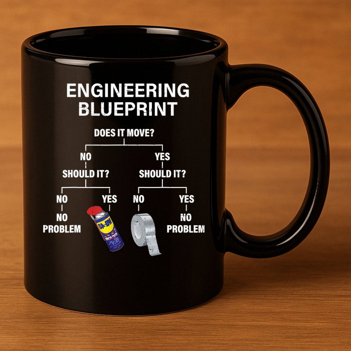 My Engineering Blueprint Funny Engineer TShirt 11oz C Handle Ceramic Mug