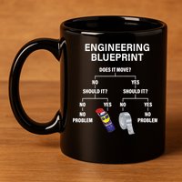 My Engineering Blueprint Funny Engineer TShirt 11oz C Handle Ceramic Mug