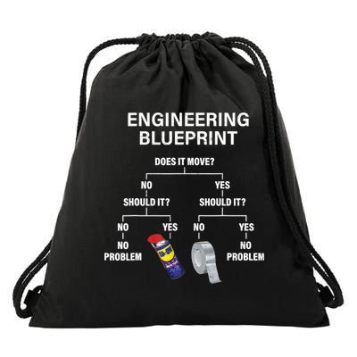 My Engineering Blueprint Funny Engineer TShirt Drawstring Bag