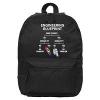 My Engineering Blueprint Funny Engineer TShirt 16 in Basic Backpack