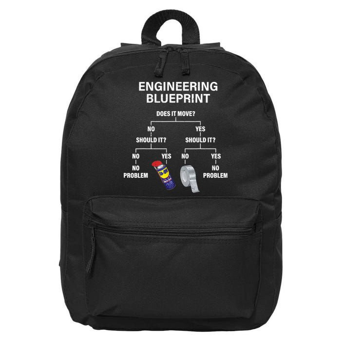 My Engineering Blueprint Funny Engineer TShirt 16 in Basic Backpack