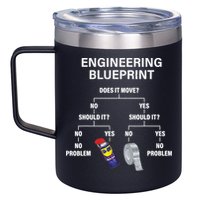 My Engineering Blueprint Funny Engineer TShirt 12oz Stainless Steel Coffee Mug