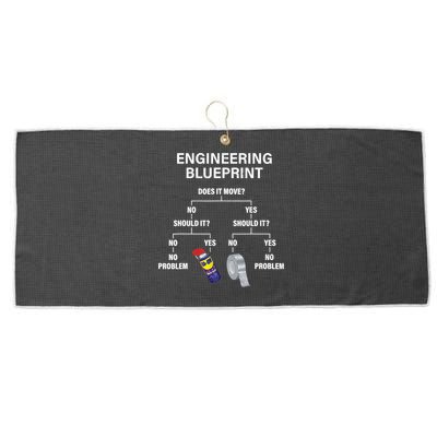 My Engineering Blueprint Funny Engineer TShirt Large Microfiber Waffle Golf Towel