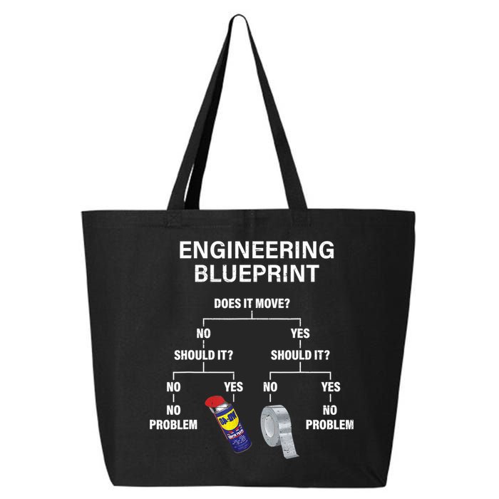My Engineering Blueprint Funny Engineer TShirt 25L Jumbo Tote