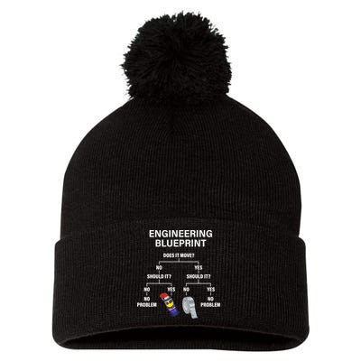 My Engineering Blueprint Funny Engineer TShirt Pom Pom 12in Knit Beanie