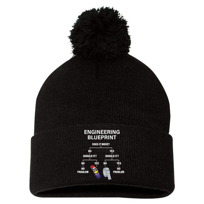 My Engineering Blueprint Funny Engineer TShirt Pom Pom 12in Knit Beanie