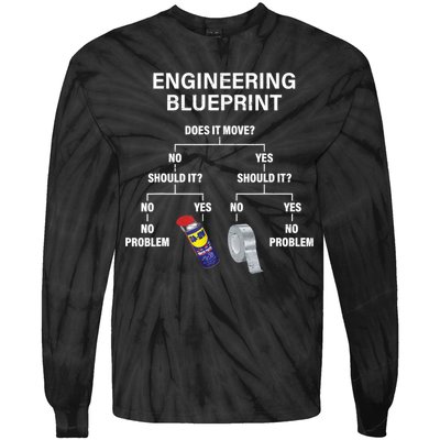 My Engineering Blueprint Funny Engineer TShirt Tie-Dye Long Sleeve Shirt