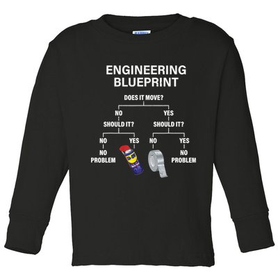 My Engineering Blueprint Funny Engineer TShirt Toddler Long Sleeve Shirt