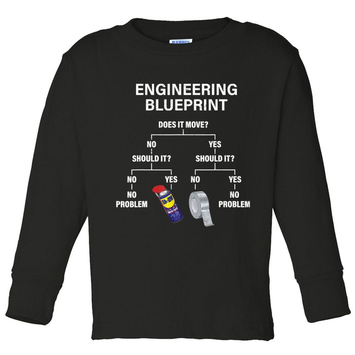 My Engineering Blueprint Funny Engineer TShirt Toddler Long Sleeve Shirt