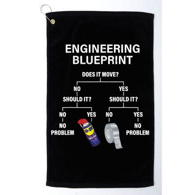 My Engineering Blueprint Funny Engineer TShirt Golf Towel