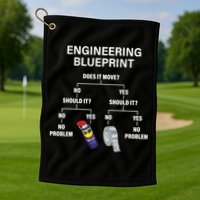 My Engineering Blueprint Funny Engineer TShirt Golf Towel